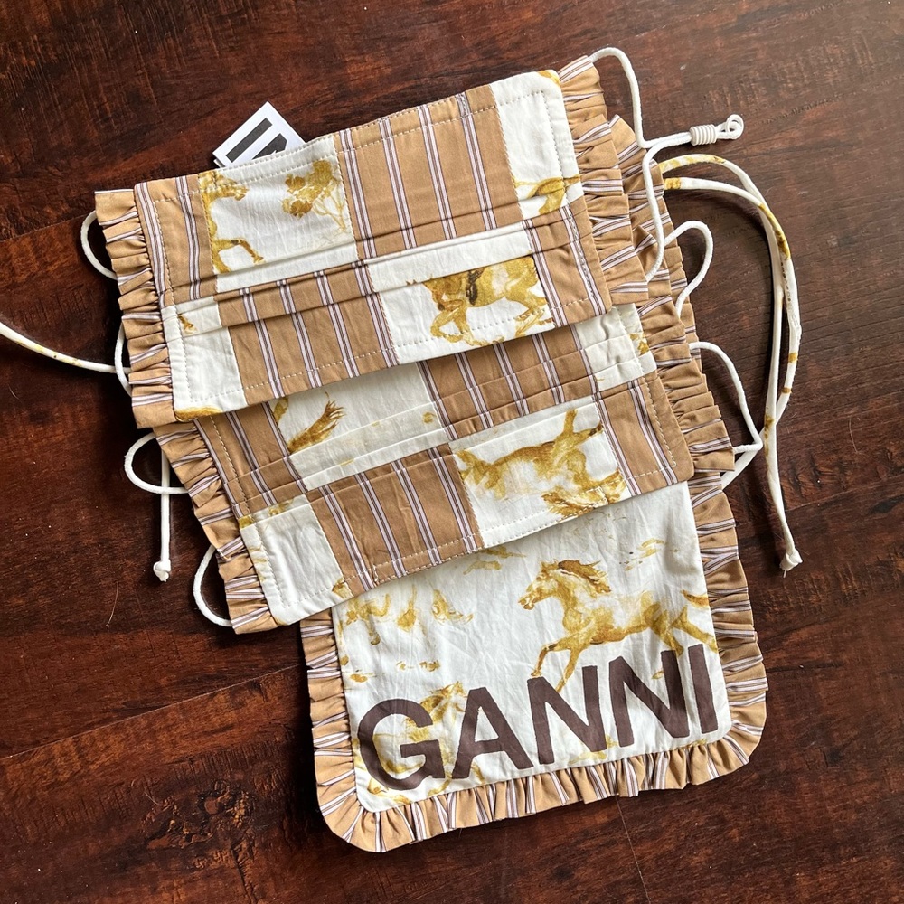 Ganni designer masks (x2) and pouch